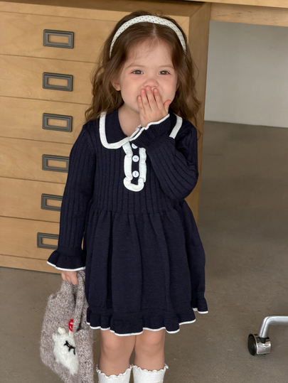 DAZY Infant/Toddler (Girl) Colorblock Collar Sweater Dress, Autumn/Winter