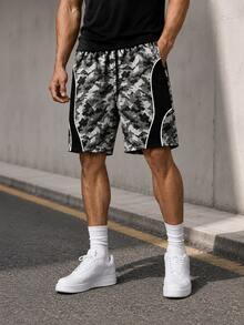 Sport MetroGents Men's Drawstring Waist Colorblock Casual Versatile Daily Travel Sports Shorts - Black - View 1