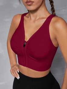 SHEIN Velisys 無縫女款運動內衣套裝，拉鍊抓皺運動內衣，健身瑜伽運動內衣，2件組 - 彩色 - 查看 4