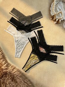 Bare Chapter Plus Size Women's Lace Patchwork Sexy Everyday Triangle Panties - Multicolor - View 2