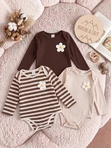 SHEIN 3PCS Baby Girls Bodysuits - Multicolor - View 5