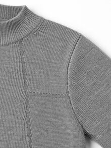 Manfinity CasualKnits 男士純色休閒百搭日常穿著長袖針織衫 - 灰色 - 查看 4