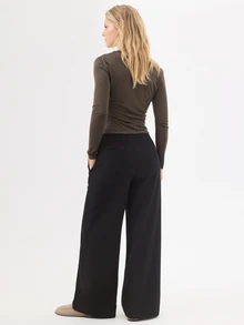 KÆRIA Hus High Waist Flat Front Wide Leg Suit Pants - Fluid Tailoring - Black -  Tailored, Minimalist - Black - View 6