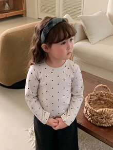 DAZY Baby Girl Polka Dot Casual Versatile Daily Outing Long Sleeve Top - Light Grey - View 3