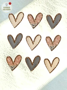(4 Pcs)Young Girls Autumn Casual Fresh Minimalist Shiny Leopard Print Stripe Heart Letter Pattern Long Sleeve T-Shirt - Multicolor - View 5