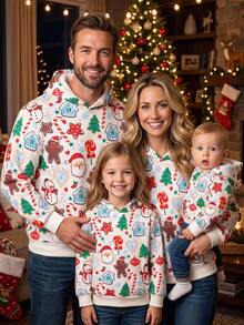 SHEIN [Excl, Baby & Kids]Christmas Cartoon Print Long Sleeve Hoodie Sweatshirt For Men - Multicolor - View 2