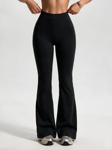 Easithlete Easithlete Women's Solid Color Casual Versatile Daily Travel Sports Long Pants - Black - View 3