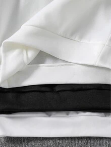 SHEIN 6件組買3送3兒童青少年男孩休閒百搭條紋拼接連帽衛衣與慢跑褲套裝，抓絨內裡加厚，適合秋冬、學校、家庭聚會、開學季、運動，秋季穿搭，冬季穿搭 - 彩色 - 查看 9