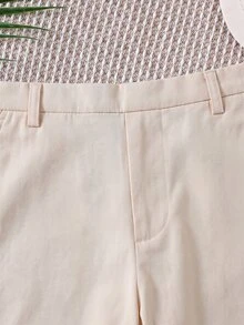SHEIN 中性嬰兒男/女嬰 100%純棉休閒百搭白色長褲工裝褲，嬰兒男童下著，嬰兒褲，Squishy - 杏色 - 查看 5