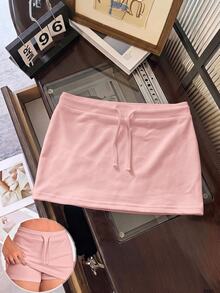 Tween Girls Short White Athletic Skirt - Pink - View 3