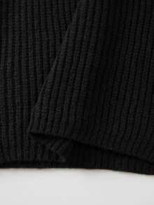 SHEIN Waterfall Collar Drop Shoulder Cardigan - Black - View 4