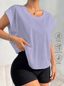 SHEIN Rhythm Era 女款大尺碼無袖落肩露背背心，適合瑜伽、戶外、健身房與健身運動 - 紫色 - 查看 3