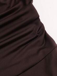Sweetra New Autumn/Winter Fashion Elegant Sexy Cold Shoulder Long Sleeve Slim Fit Flattering Y2K Design Decor Metal Buckle Minimalist Daily Date Commute Versatile Jumpsuit - Coffee Brown - View 3
