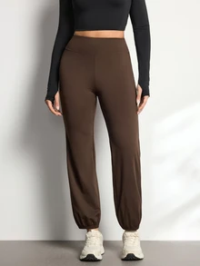 Easithlete Easithlete Women's Solid Color Casual Daily Wear Sports Leggings - Brown - View 4