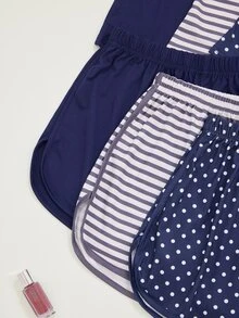 ZzzCrew 3pcs/Set Polka Dot & Striped Women's Pajama Set, Sexy Casual Loungewear - Multicolor - View 6