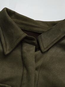 LUMIGAL Women's Casual Long Sleeve Pocket Dress For Streetwear And Outings - Green - View 3