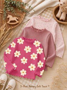 3PCS Young Girls T-Shirts - Multicolor - View 3