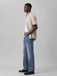 Colvenic Men's Vintage Nostalgic Washed Blue Casual Versatile Straight Leg Long Pants - Light Wash - View 4