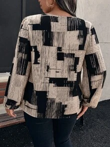 Travachic 大尺碼休閒拼色長袖襯衫，適合辦公與通勤 - 彩色 - 查看 2