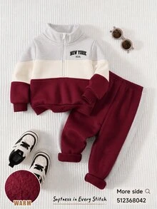 Cozy Pixies Baby Boy Striped Colorblock Long Sleeve Sweatshirt And Jogger Pants Set - Multicolor - View 9