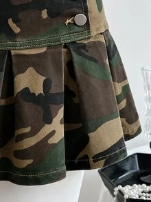Mori Grove Mori Grove 女款迷彩休閒 Y2K 90年代日常夜店牛仔百褶迷你裙 深綠色 夏季 - 軍綠色 - 查看 5