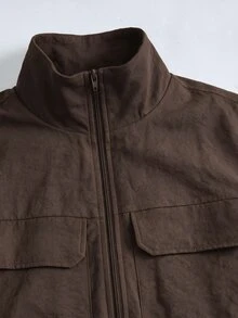 Editum Women's Solid Color Pocket Adjustable Waist Thermal Lined Winter Jacket - Brown - View 10