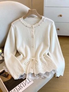 GlowEve CURVE Plus Size Women Solid Color Casual Versatile Daily Wear Cardigan - Beige - View 1