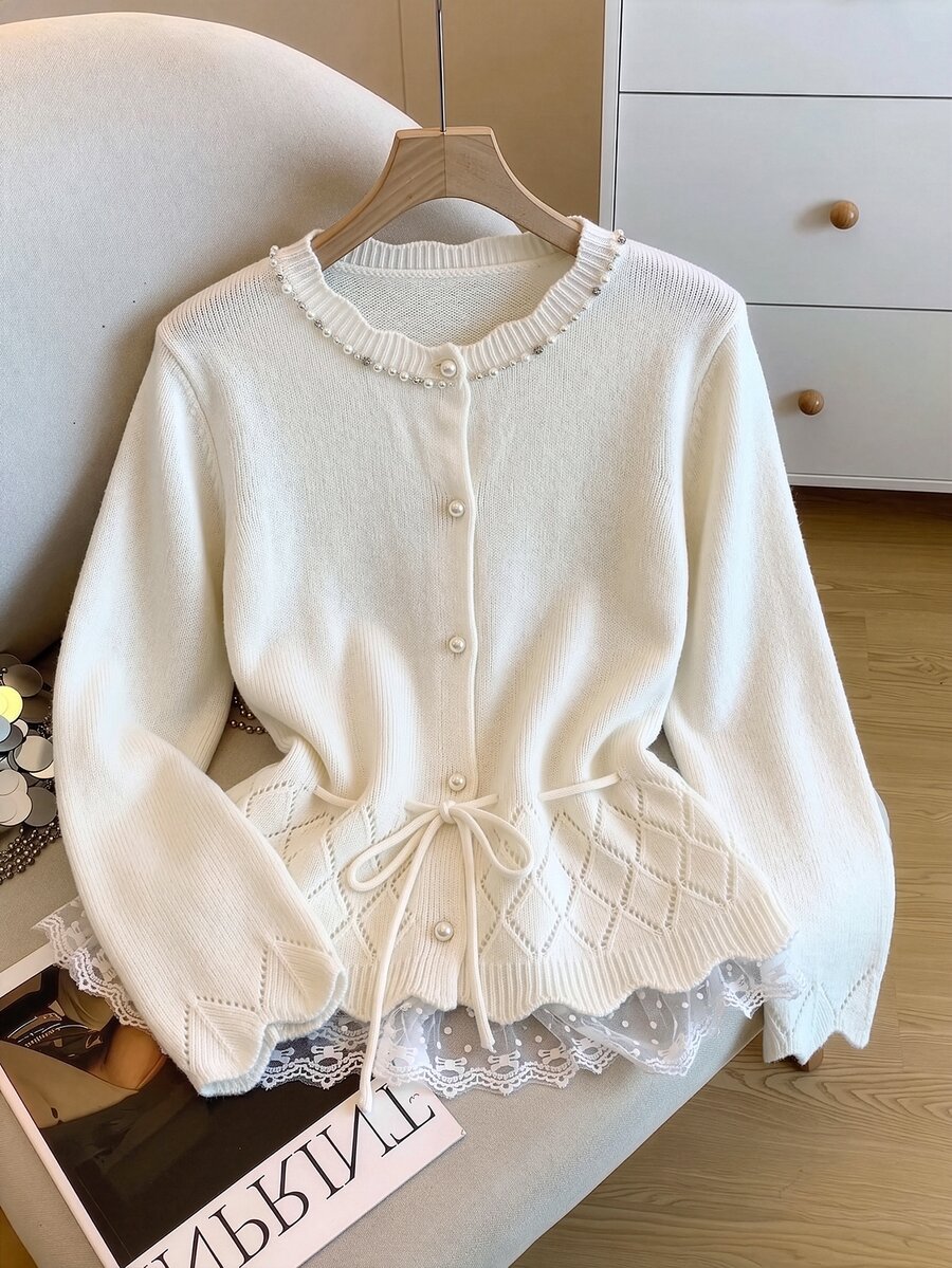 GlowEve CURVE Plus Size Women Solid Color Casual Versatile Daily Wear Cardigan - Beige - View 1