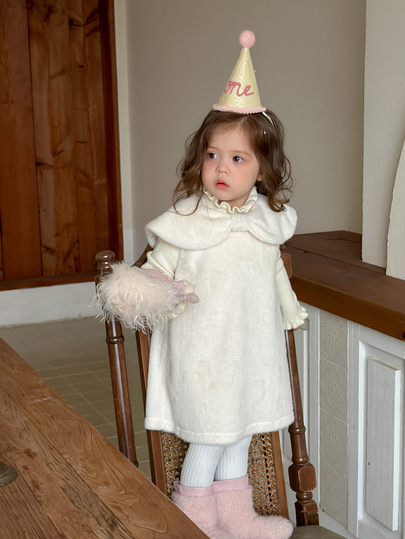 DAZY Infant/Toddler (Girl) Round Neck Bow Solid Color Casual Korean Style Dress