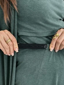 Slowluna Conjunto de maternidad de unicolor con top sin mangas, pantalones y chaqueta para lactancia, otoño - Verde - Ver 3
