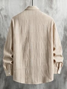 Manfinity Homme Men's Long Sleeve Single-Breasted Casual Pocket Shirt - Khaki - View 3