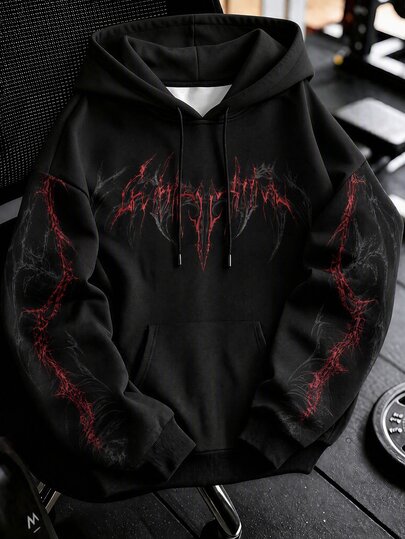 Gym Rark Men's Letter Print Casual Versatile Daily Wear Hooded Sports Sweatshirt
