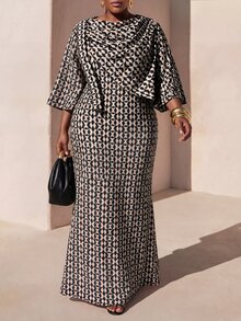 Zivah Plus Size Women's All-Over Print Casual Daily Summer Travel Dress - Multicolor - View 1