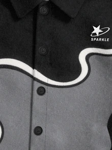 Manfinity EMRG Men's Letter & Star Pattern Single-Breasted Casual Jacket - Multicolor - View 4