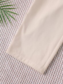 SHEIN 中性嬰兒男/女嬰 100%純棉休閒百搭白色長褲工裝褲，嬰兒男童下著，嬰兒褲，Squishy - 杏色 - 查看 6