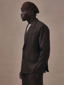 Musero Oversized Double Breatsed Blazer With Side Vents Chest Pocket Co Ord Blazer Only Autum Winter Essentials - Black - View 3