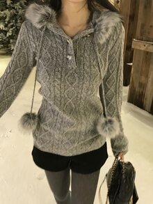 DAZY Women's Long Sleeve Korean Style Autumn/Winter Sweater - Grey - View 3