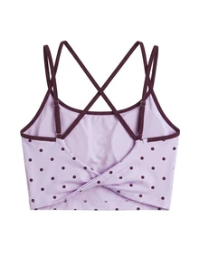 Nöista Part Of A Set Activewear Top, Printed In Base Pink And Dots In Burgundy. Back Detail, Perfect For Fall Winter Activewear Outfits, Yoga, Barre, Gym  - Purple - View 8