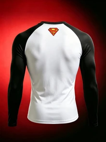 Manfinity SUPERMAN X SHEIN Men's Geometric Print Colorblock Raglan Long Sleeve Sports T-Shirt - Multicolor - View 2