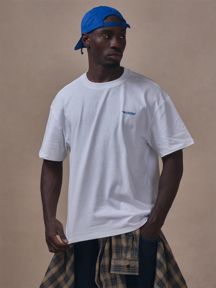 Musero Oversized Drop Shulder Tshirt "Summit Society" Back Grphic Autum Winter Essentials - Apricot - View 1