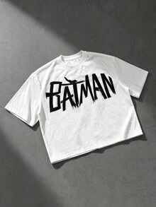 BATMAN X SHEIN Manfinity EMRG 男士街頭風休閒寬鬆版型T恤 - 彩色 - 查看 2
