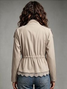LUMIGAL Winter Women's Woven Casual Summer Coat For Commuting - Apricot - View 2