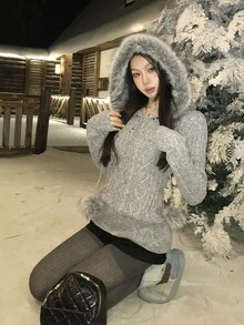 DAZY Women's Long Sleeve Korean Style Autumn/Winter Sweater - Grey - View 6