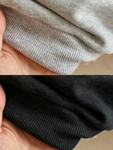 SHEIN Unity Damen 2-teiliges Set mit lockerem Schnitt, Spalt-Reißverschluss und Revers in Schwarz und Grau, Pullover-Sweatshirt für Herbst/Winter, Schulanfang, geeignet für Damen-Treffen, Dates, Arbeit, Pendeln, Alltag, Abschlusszeit, Abschlussfeier, Lehrertag, Thanksgiving, essentielles Arbeits- und Pendler-Outfit, Damen-Sweatshirt - Verschiedenfarbig - Übersicht 7