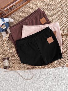 LMoss Kids Young Girl Knit Solid Color Fitted Casual Leggings 3 Pieces Set - Multicolor - View 3