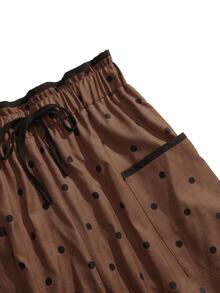 GlowEve Women's Dot Print High Waist Pocket Detail Straight Leg PantsFall - Brown - View 6