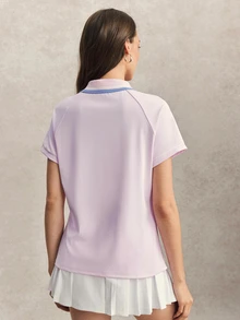 Activina Women's Colorblock Casual Versatile Sports Polo Shirt - Pink - View 2