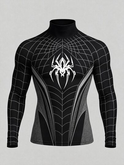 GymBeat Men's Spider Pattern Casual Daily Travel Sports T-Shirt