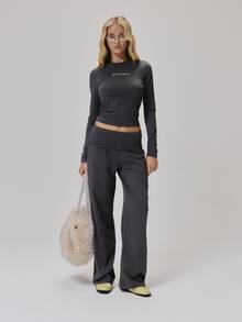 MUSERA Grey Graphic Detail Long Sleeve Top And Straight Leg Trousers Co Ord Sold As Set Fall Autumn Winter - Grey - View 1