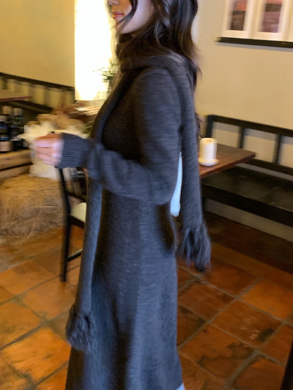 Women's Round Neck Solid Color Tie-Up Autumn/Winter Sweater Dress
